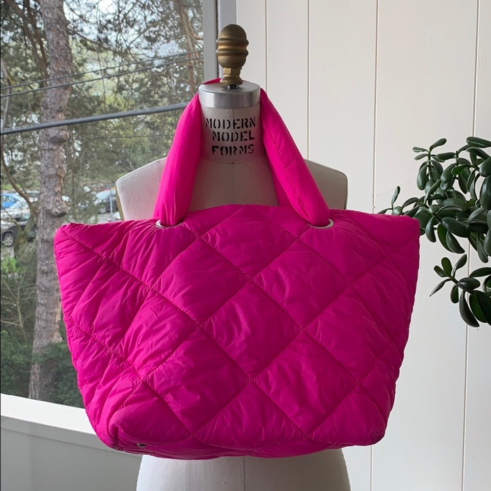 Zara Neon Pink Puffy Tote